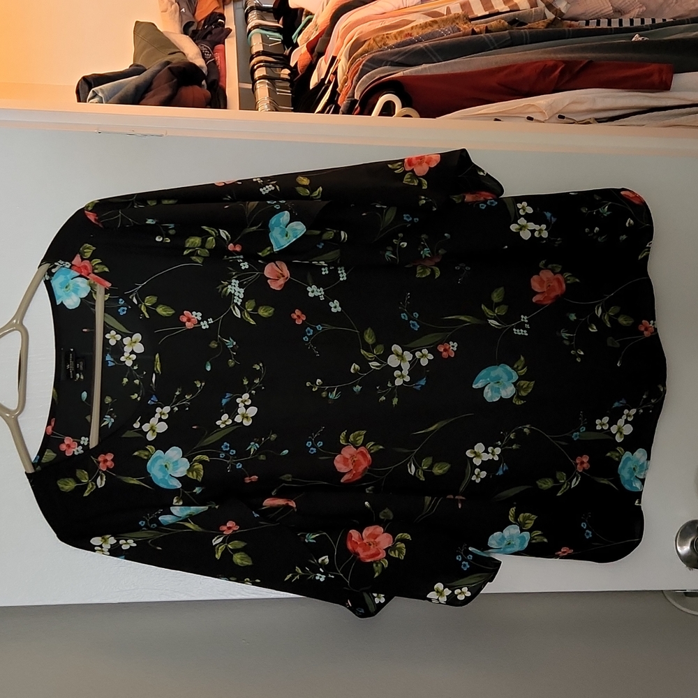 Black floral blouse